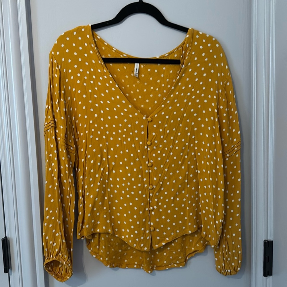 Yellow polka dot blouse